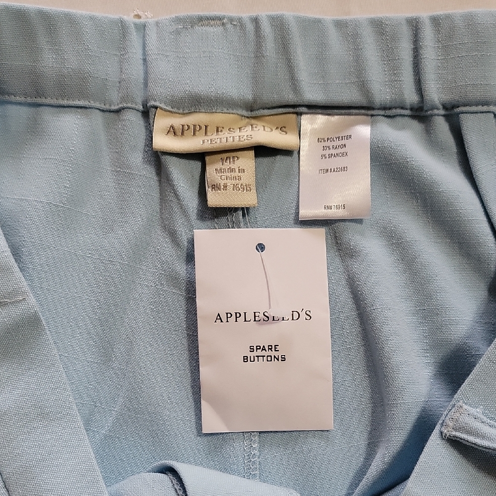 Women's Appleseed's Petites Trousers, Sky Blue, Size 14P, NWT - Picture 8 of 8